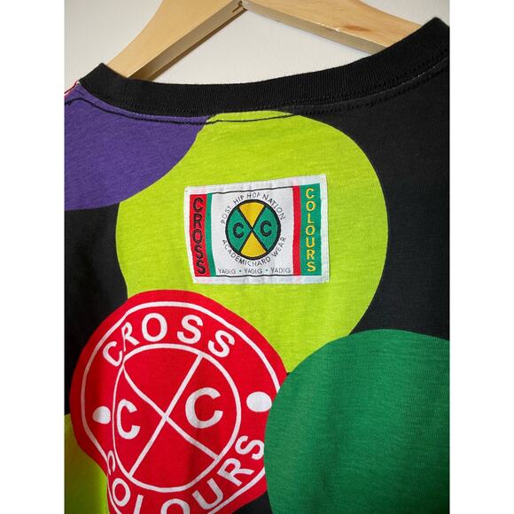 Vintage Cross Colours T-Shirt Colorful Rainbow Post Hip Hop Nation Yadig XL Y2K - Picture 4 of 7